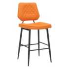 2 X Garrick Real Leather Orange Bar Stools