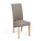 2 X Karta Scroll Back Tweed Oatmeal Dining Chairs