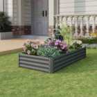 Garden Sanctuary Rectangular Metal Raised Garden Bed 180X90Cm - Grey