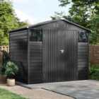 Garden Sanctuary 8X5.7Ft Metal Apex Roof Garden Storage Shed - Black