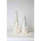 Robert Dyas Set Of 2 Prelit Iridescent Tinsel Trees