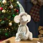 Robert Dyas 46Cm Fabric Sitting Mouse With Christmas Giftbox