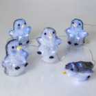 Robert Dyas Set Of 5 Battery Operated Acrylic Penguins
