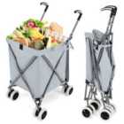 Costway 90L Folding Shopping Trolley with Removable Waterproof Bag and Cove-Grey