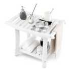 Costway 2-tier HDPE Waterproof Shower Bench with Curved Seat-White