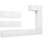 vidaXL 8 Piece TV Cabinet Set White Engineered Wood