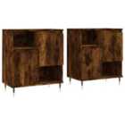 vidaXL Bed Cabinet with Metal Legs Smoked Oak 40x30x50 cm