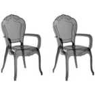 Beliani Set Of 2 Dining Chairs Solano Velvet Grey