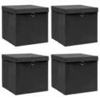 Storage Boxes Withlids 4 Pieces Black 32X32X32Cm Fabric
