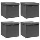 Storage Boxes Withlids 4 Pieces Grey 32X32X32Cm Fabric