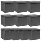 Storage Boxes Withlids 10 Pieces Grey 32X32X32Cm Fabric
