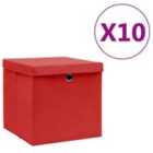 Storage Boxes With Covers 10 Pieces 28X28X28Cm Red