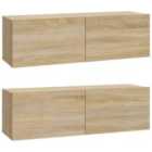 Vidaxl Wall Tv Cabinets 2 Pcs Sonoma Oak 100X30X30 Cm Engineered Wood