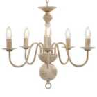 vidaXL Chandelier Antique White 5 x E14 Bulbs
