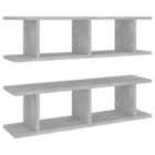 vidaXL Wall Shelves 2 Pcs Concrete Grey 75x18x20 cm Engineered Wood
