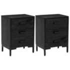vidaXL Bedside Cabinets 2 Pcs Black 40x30x55 cm Solid Wood Pine