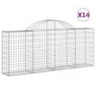 vidaXL Arched Gabion Baskets 14 pcs 200x30x80/100 cm Galvanised Iron