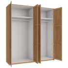 Wickes Ashland Oak Shaker 4 Cabinet Quad Wardrobe with Rail, Plinth & Panels - 2333 x 2036mm