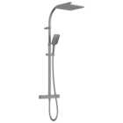 Bristan Quadrato Safe Touch Thermostatic Rigid Riser Bar Mixer Shower Pack - Matt Anthracite
