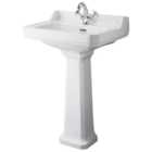 Bayswater Fitzroy Traditional 1 Tap Hole Basin with Comfort Height Full Pedestal - 595mm