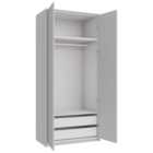 Wickes Claydon Grey Slab Double Wardrobe with Rail, Drawers, Plinth & Panels - 2333 x 1036mm