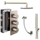 Hadleigh Recessed 3 Outlet Round Mixer Shower Includes Shower Valve, Shower Head, Shower Handset & Bath Waste - Brushed Nickel