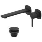 Nexa By VADO Veva Wall Mounted Basin Mixer, 5 l/min Flow Regulator with Universal Basin Waste - Matt Black