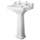 Bayswater Fitzroy Traditional 2 Tap Hole Basin with Comfort Height Full Pedestal - 560mm