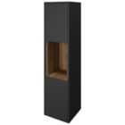 Wickes Nexus Graphite & Natural Halifax Oak Wall Hung Tower Unit - 1400 x 350mm