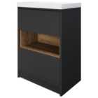 Wickes Nexus Graphite & Natural Halifax Oak Freestanding Vanity Unit & Nexus Basin - 856 x 600mm