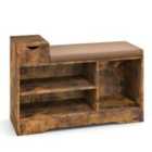 Costway Storage Shoe Bench With Removable Cushion-brown