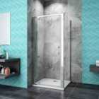 AICA Bathrooms 700x800mm Shower Enclosure Pivot Shower Door With Side Panel And Stone Tray