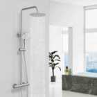 AICA Bathroom Thermostatic Shower System With 8'' Rainfall Showerhead & Handheld Shower 38? Round Bar Mixer Shower Kit Chrome