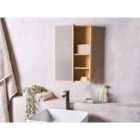 Beliani Bathroom Wall Mounted Mirror Cabinet GUATAVITA 41 cm 61 cm Light Brown