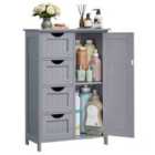 Songmicshome Bathroom Floor Storage Cabinet With 4 Drawers, Freestanding