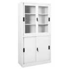 Vidaxl Office Cabinet With Sliding Door White 90X40X180 Cm Steel