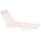 Beliani Sun Lounger Kastoria Reclining Metal Beige