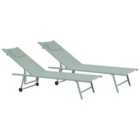 Beliani Set Of 2 Sun Loungers Soroni Metal Light Green
