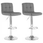 Neo Dark Grey Faux Leather Bar Stools With Polished Chrome Legs Set Of Two