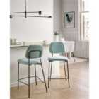 Beliani Set of 2 Bar Chairs DUETTE Fabric Light Blue