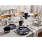 Beliani Set Of 16 Dinnerware Tamarind Porcelain White/ Blue