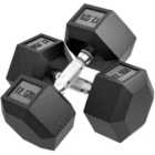 HOMCOM 35KG Rubber Hex Dumbbell Portable Hand Weights Home Gym