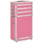 vidaXL Make-up Trolley with 4 Ties 37x22x78cm Aluminium Pink
