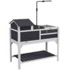 PawHut Tortoise House w/ Adjustable Lamp Holder, Openable Lid, Storage Shelf