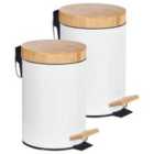 Beliani Ecosmart Set Of 2 Pedal Waste Bins 3L Metal White