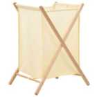 Laundry Basket Cedar Wood And Fabric Beige 42X41X64Cm