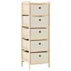 vidaXL Storage Rack With 5 Fabric Baskets Cedar Wood Beige