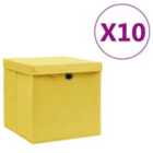 Storage Boxes With Covers 10 Pieces 28X28X28Cm Yellow