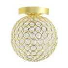 Happy Homewares Modern Polished Gold and Beaded Glass IP44 Bathroom Ceiling Light
