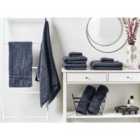 Beliani Set of 9 Towels MITIARO Terry Cotton Dark Blue